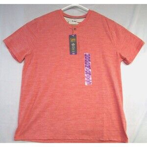 Lee Mens The Comfort Henley Shirt XXL Coral Pink Long Sleeve Classic Fit Stretch